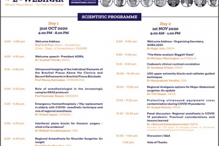Academy Of Research Anaesthesia ( AORA ) : Day 2 : 1st Nov 2020 @ 9 am to 1 pm