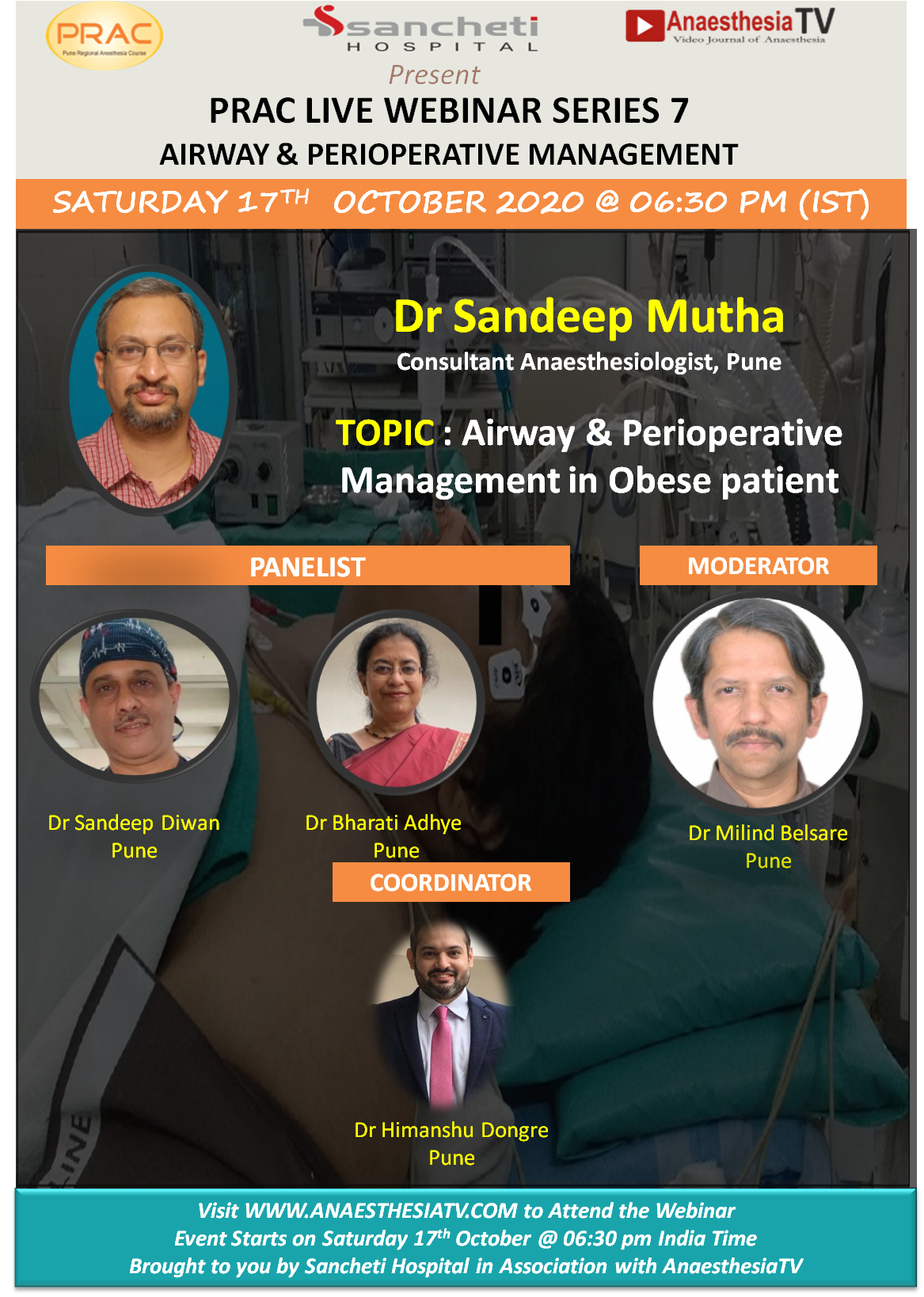 PRAC LIVE WEBINAR SERIES 7 : Airway & Perioperative Management in Obese patient by Dr Sandeep Mutha