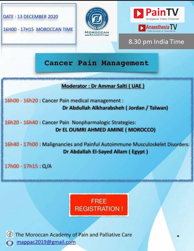 Moroccan Pain Academy Webinar: Cancer Pain Management