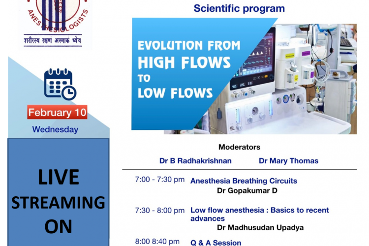 INDIAN COLLEGE OF ANESTHESIOLOGISTS ( ICA ) Present’s Scientific Program On EVOLUATION FROM HIGH FLOWS TO LOW FLOWS