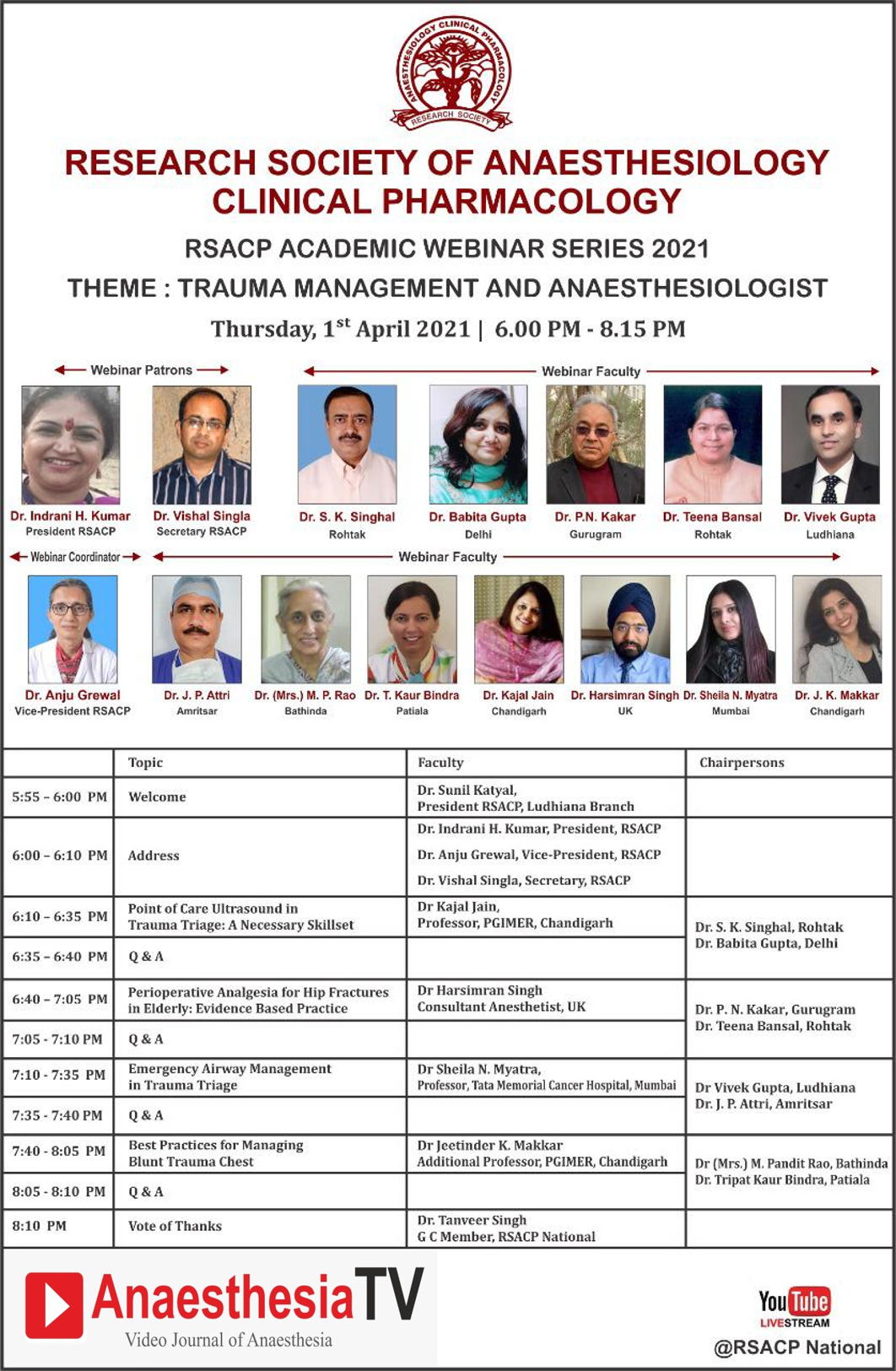 RSACP Present’s Webinar on TRAUMA MANAGEMENT AND ANAESTHESIOLOGIST