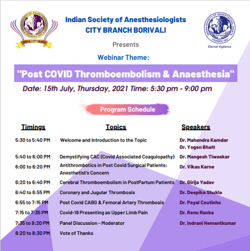 “POST COVID THROMBOEMBOLISM AND ANAESTHESIA”