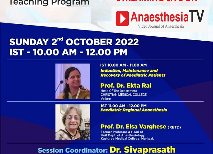 PAEDIATRIC ANAESTHESIA SERIES : Induction, Maintenance and Recovery of Paediatric Patients and Paediatric Regional Anaesthesia