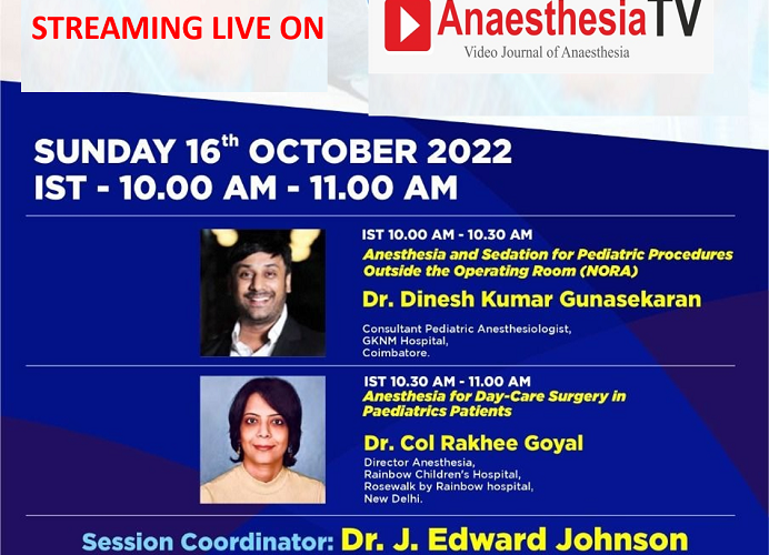 PAEDIATRIC ANAESTHESIA SERIES : ANESTHESIA AND SEDATION FOR PEDIATRIC PROCEDURES OUTSIDE THE OPERATING ROOM – NORA & ANESTHESIA FOR DAY-CARE SURGERY IN PAEDIATRICS PATIENTS