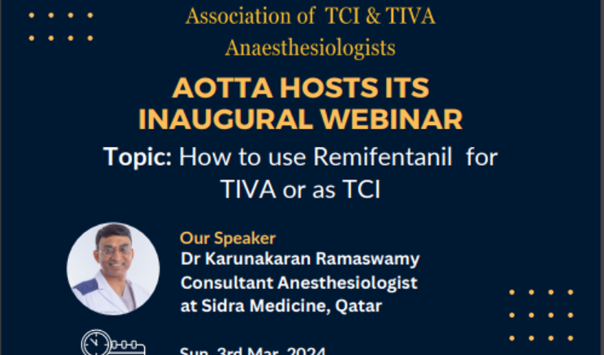How to use Remifentanil for TIVA or as TCI by Dr Karunakaran Ramaswamy , Consultant Anesthesiologist at Sidra Medicine, Qatar